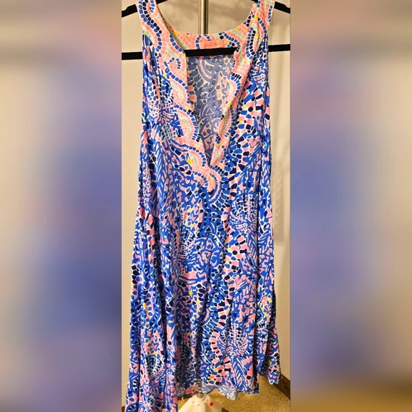 Lilly Pulitzer Archelle TicTac Tile Vibrant Blue and Pink Sleeveless Dress - Picture 2 of 4